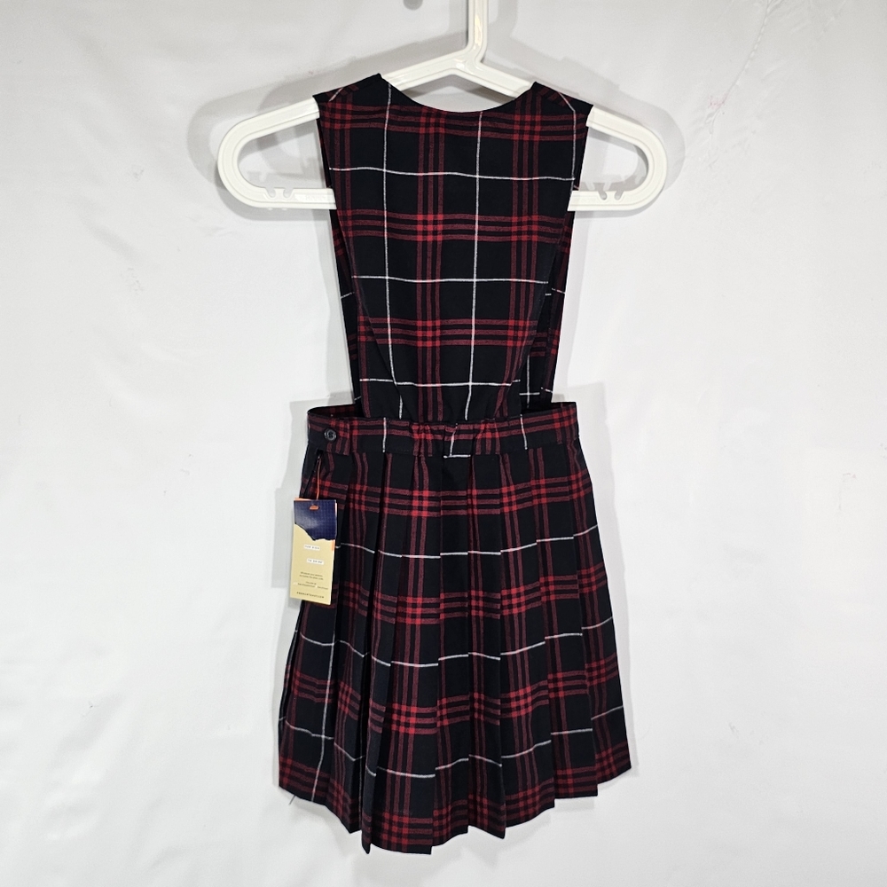 French Toast Girls Plaid Pleated Skirt Romper Blue Red Size 6X - Picture 3 of 12